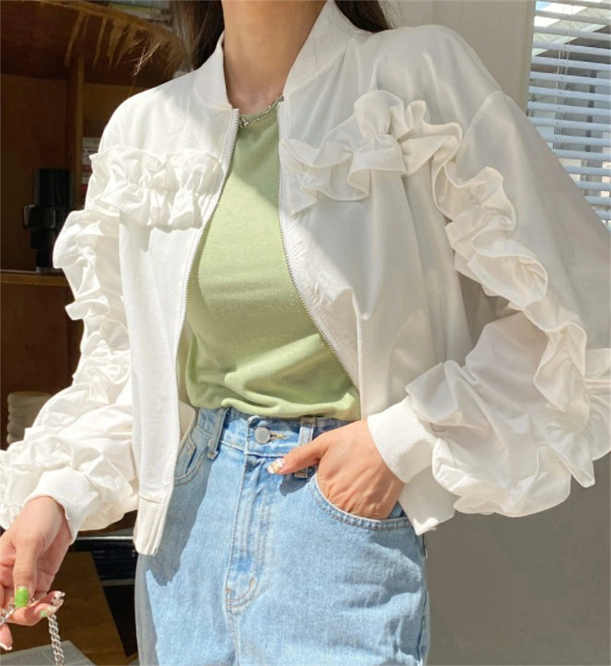 现货 2022热销日韩乐天ins新款宽松百搭短款外套棒球服长袖上衣女