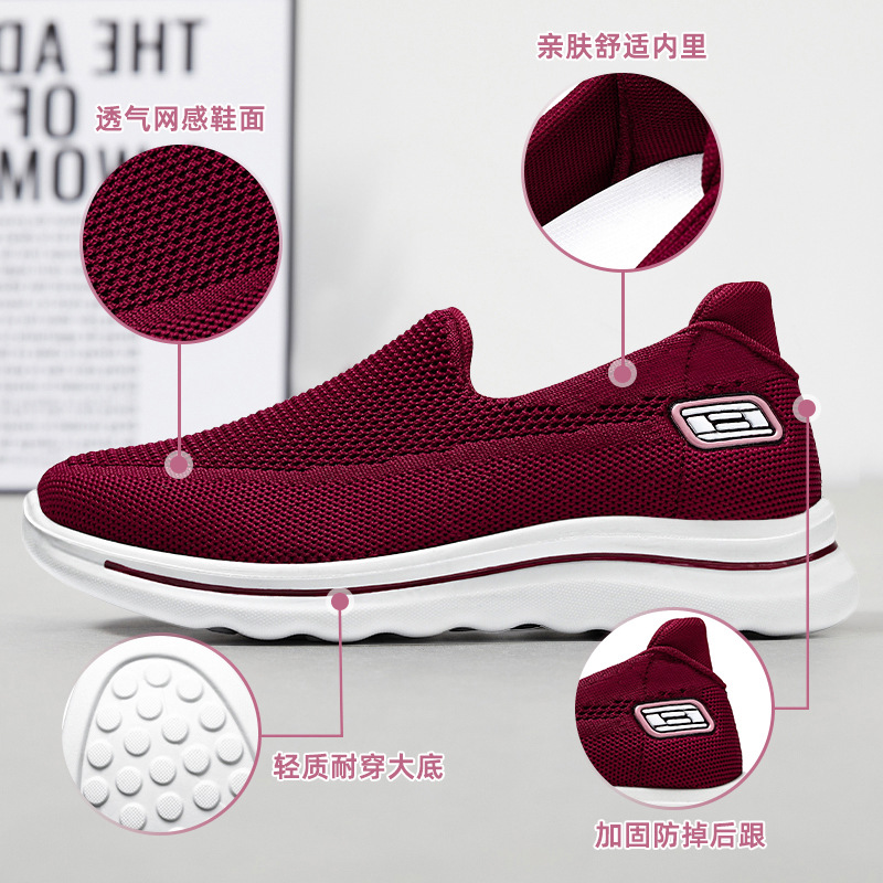 Zapatos de otoño para mujer, cómodos y transpirables, zapatillas sin cordones para personas de mediana edad y mayores, zapatos para caminar informales de suela blanda y antideslizantes, dropshipping.