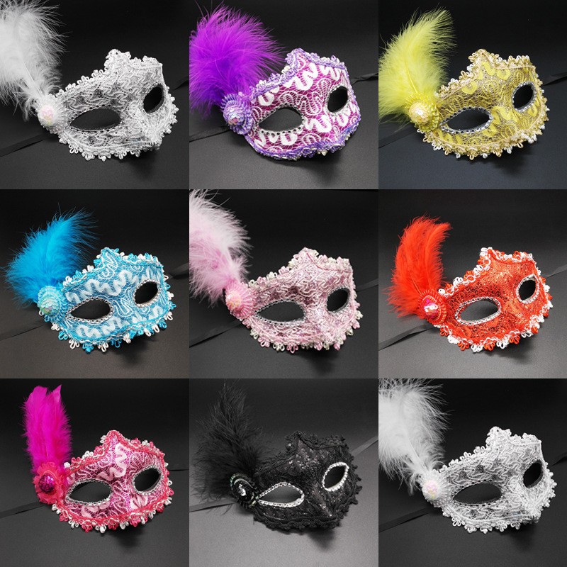 Máscaras de fiesta de Halloween máscaras de maquillaje de baile máscaras de plumas máscaras de princesa suministros de Navidad al por mayor