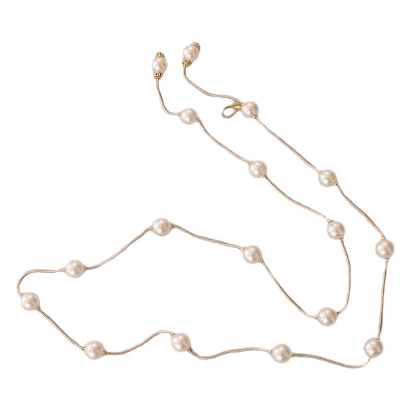 Цепочка, тонкий ремень, женское платье, цепочка на талию, летние аксессуары с юбкой, жемчужный универсальный декоративный ремень, аксессуары