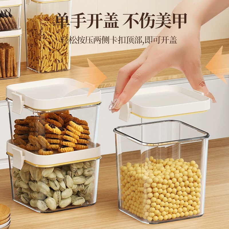 Tanque sellado Tanque de almacenamiento de conservación de alimentos de cocina transparente de grado alimenticio Aperitivos secos domésticos Caja de almacenamiento y almacenamiento de granos integrales