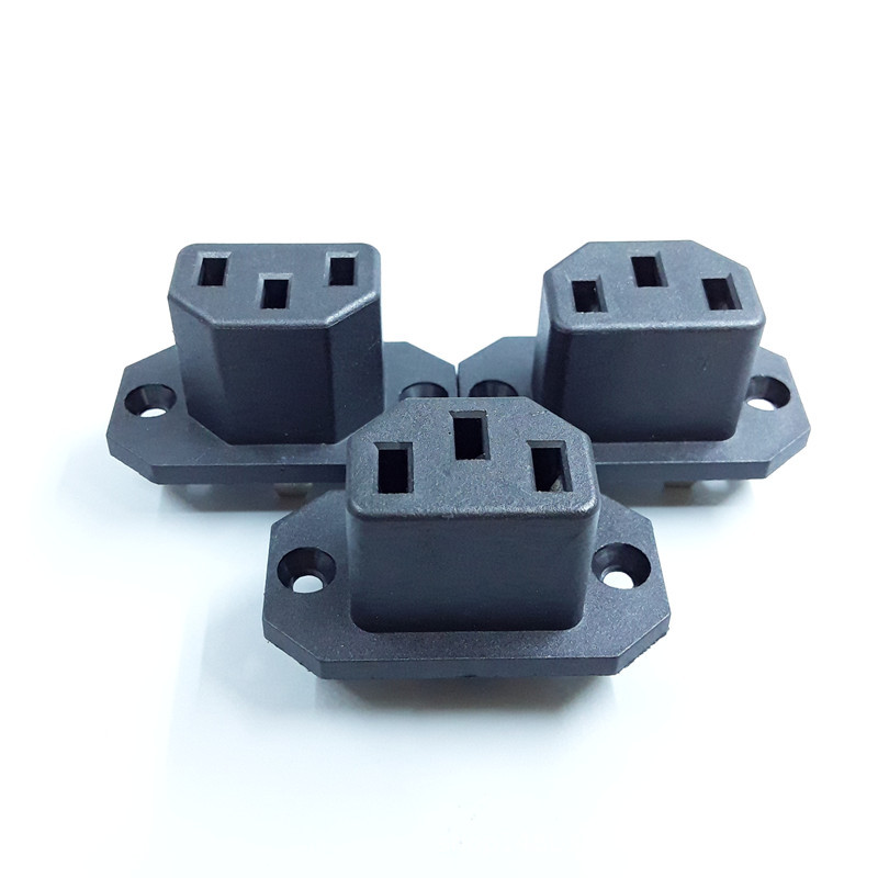 ac插座AC电源插座AC04母座品字插座三脚三芯带耳朵铜脚AC-04插座