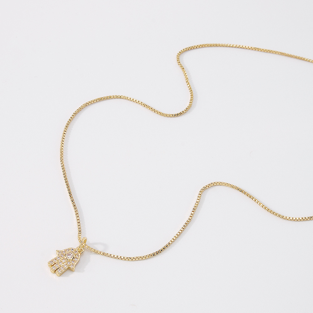 fashion creative palm eye micro-set zircon simple single-layer copper necklace