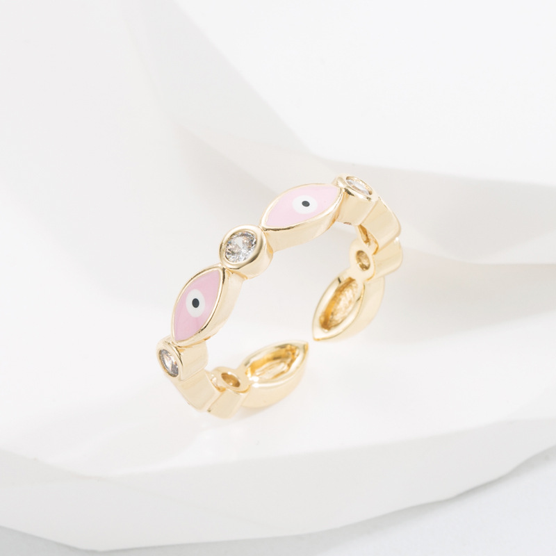 Fashion Eye Copper Open Ring Stoving Varnish Inlay Zircon Copper Rings
