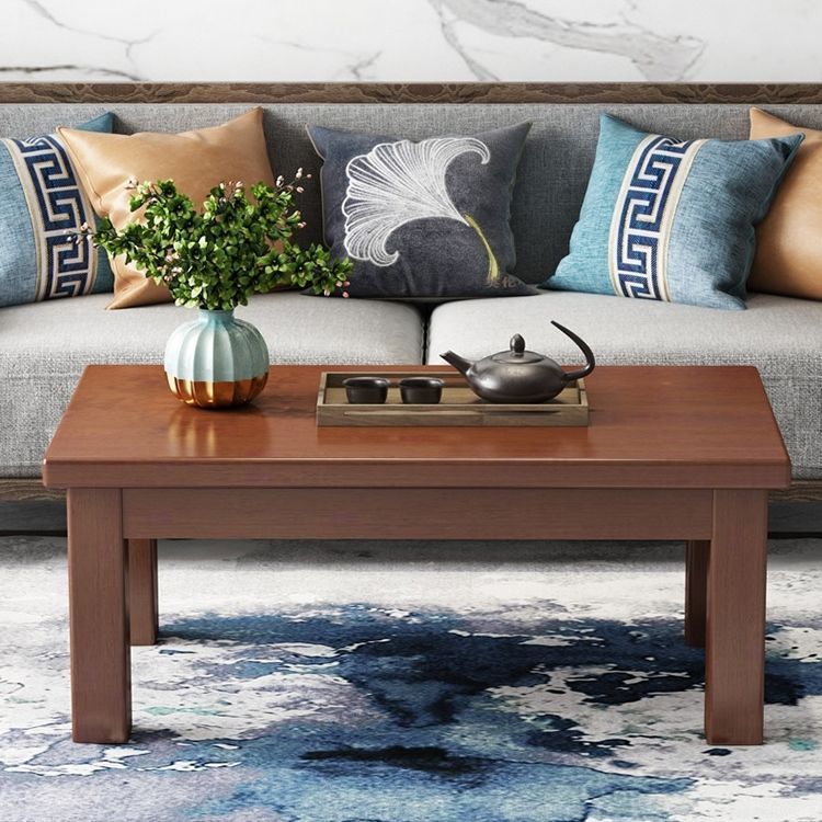 Mesa de té de madera maciza moderna simple tabla de almacenamiento rectangular tabla de té para el hogar sala de estar pequeña tabla de té de almacenamiento de doble capa