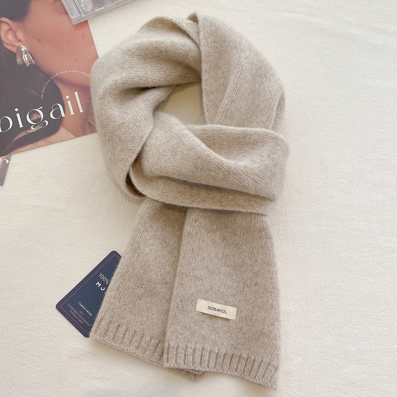 Pure Wool Scarf for Women, Winter High-End Solid Color Couple Scarf for Men, 2026 New Model, Warm and Versatile Knitted Neck Warmer