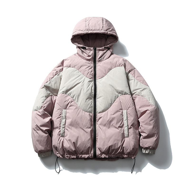 Atborder 2024 New Winter Style Japanese Style Color Matching 90 White Duck down Jacket Retro Warm Hooded Jacket