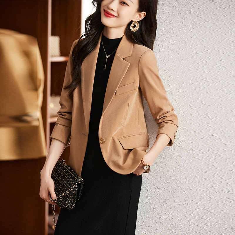 Khaki autumn professional elegant classic suit jacket