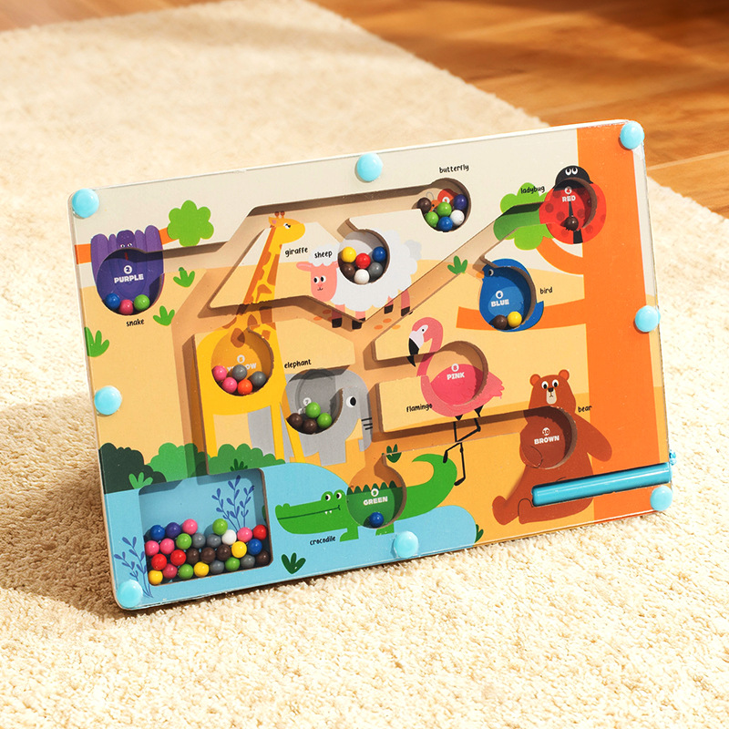 Wooden Children's Ice Cream Dinosaur Intelligence Magnetic Absorption Maze Space Logical Thinking Holding Pen Early Education Educational Wooden Toys