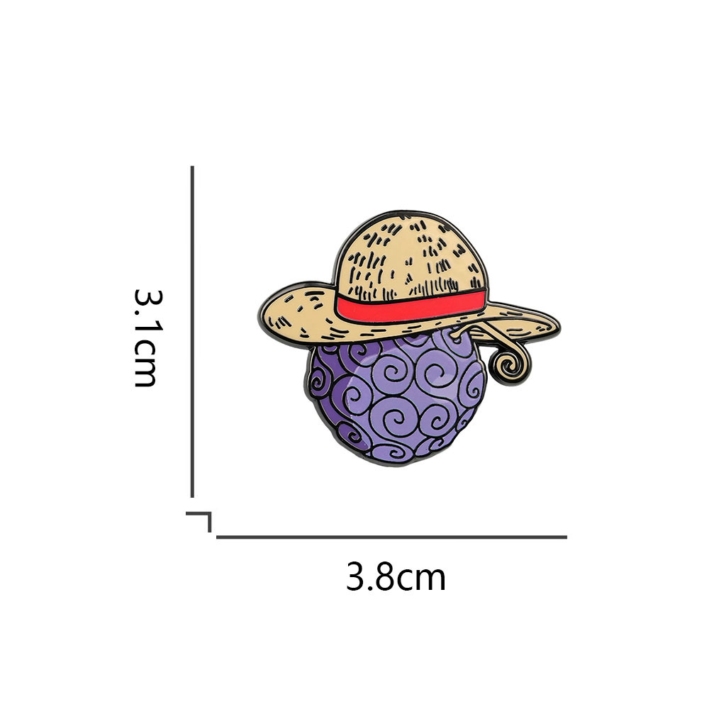 One Piece Devil Fruit Enamel Brooch Wearing Straw Hat Fruit Metal Badge Accessories