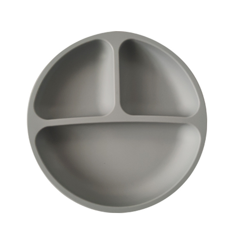 Silicona bebé cena placa redonda cara sonriente vajilla de silicona de los niños plato de cena de silicona suplemento de alimentos para bebés plato de cena del compartimiento