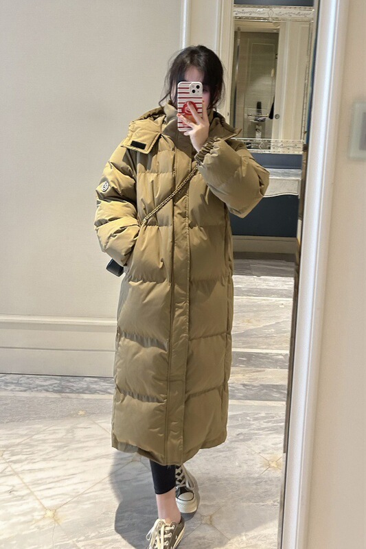 Black Cotton Jacket for Women Winter 2025 New Student Cotton-Padded Jacket Trendy Extra Long Over-The-Knee Popular down Cotton Jacket