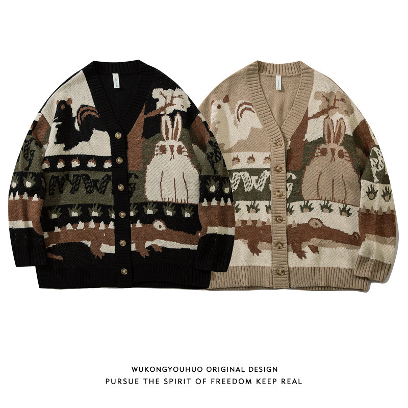 Trendy Youth Fashion New Ins Sweater Printed Casual Autumn Long Sleeve Men's V-Neck Fashionable Pullover Sweater Trendy Youth Fashion New Ins Sweater Printed Casual Autumn Long Sleeve Men's V-Neck Fashionable Pullover Sweater