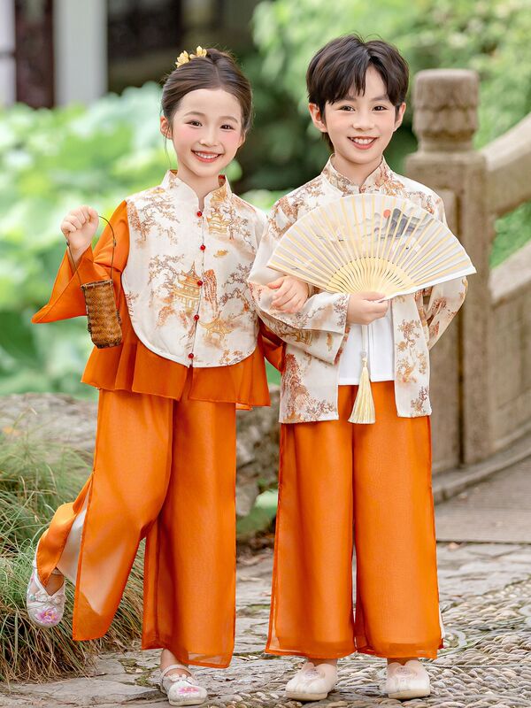 2025儿童汉服古风唐装男女童国学风新中式国风中秋节演出服批发|undefined
