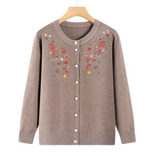 中老年女装秋季开衫新款毛衣洋气老人奶奶妈妈装宽松红色针织外套