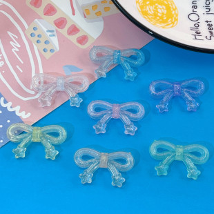Transparent Color Bow Electroplated Acrylic Bow Pendant DIY Machine Rope Pendant Jewelry Beaded Hand Accessories