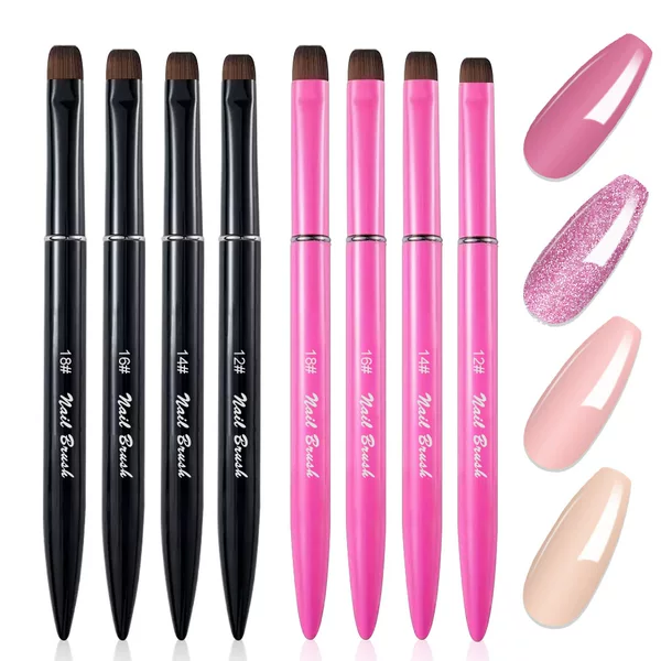 Cross-border bestseller small round-head nail art brush with metal handle and nylon bristles, square-round head French manicure gel nail art brush tool