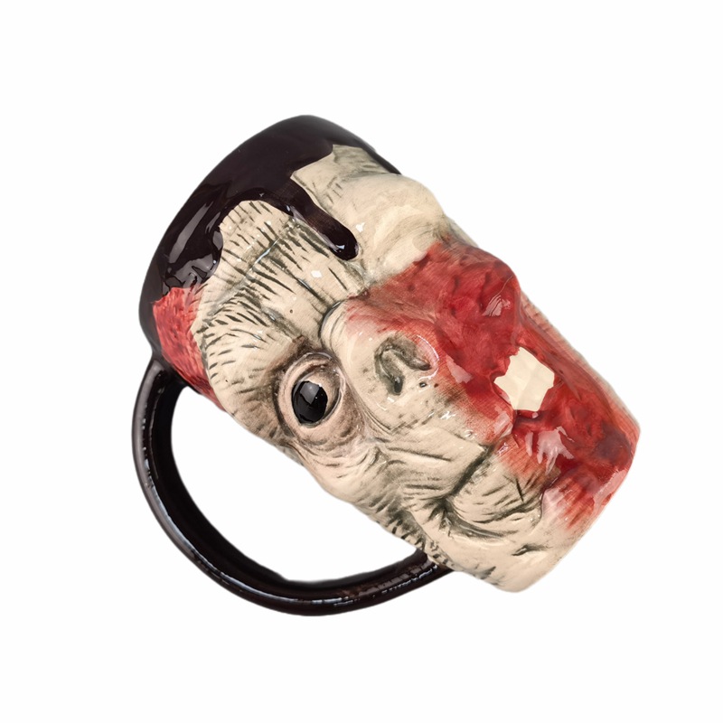 Taza de cerámica con forma de calavera, taza de café con diseño de cabeza de fantasma de Halloween, taza novedosa transfronteriza, diseño creativo