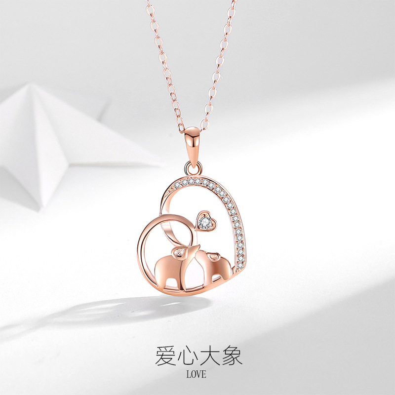 S925 plata esterlina lindo animal elefante collar femenino europeo y americano viento transfronterizo moda ol antiguo Joker colgante exagerado collar