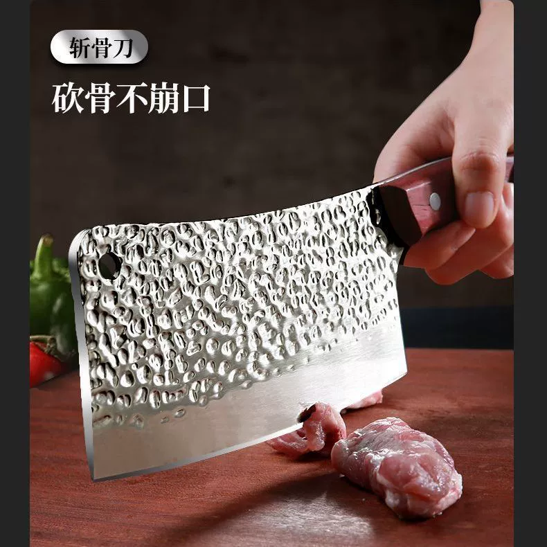 Деревянная ручка ручной работы кухонный нож бытовой кухонный нож из нержавеющей стали для резки костей, шеф-нож с закалённой кромкой, молотковый узор, ломтик, кухонный инструмент