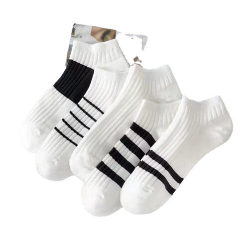 Socks Men's Socks Spring and Summer Thin Striped Sweat-Absorbent and Deodorant Men's Boat Socks Low-Waist White Men's Socks Versatile Wholesale