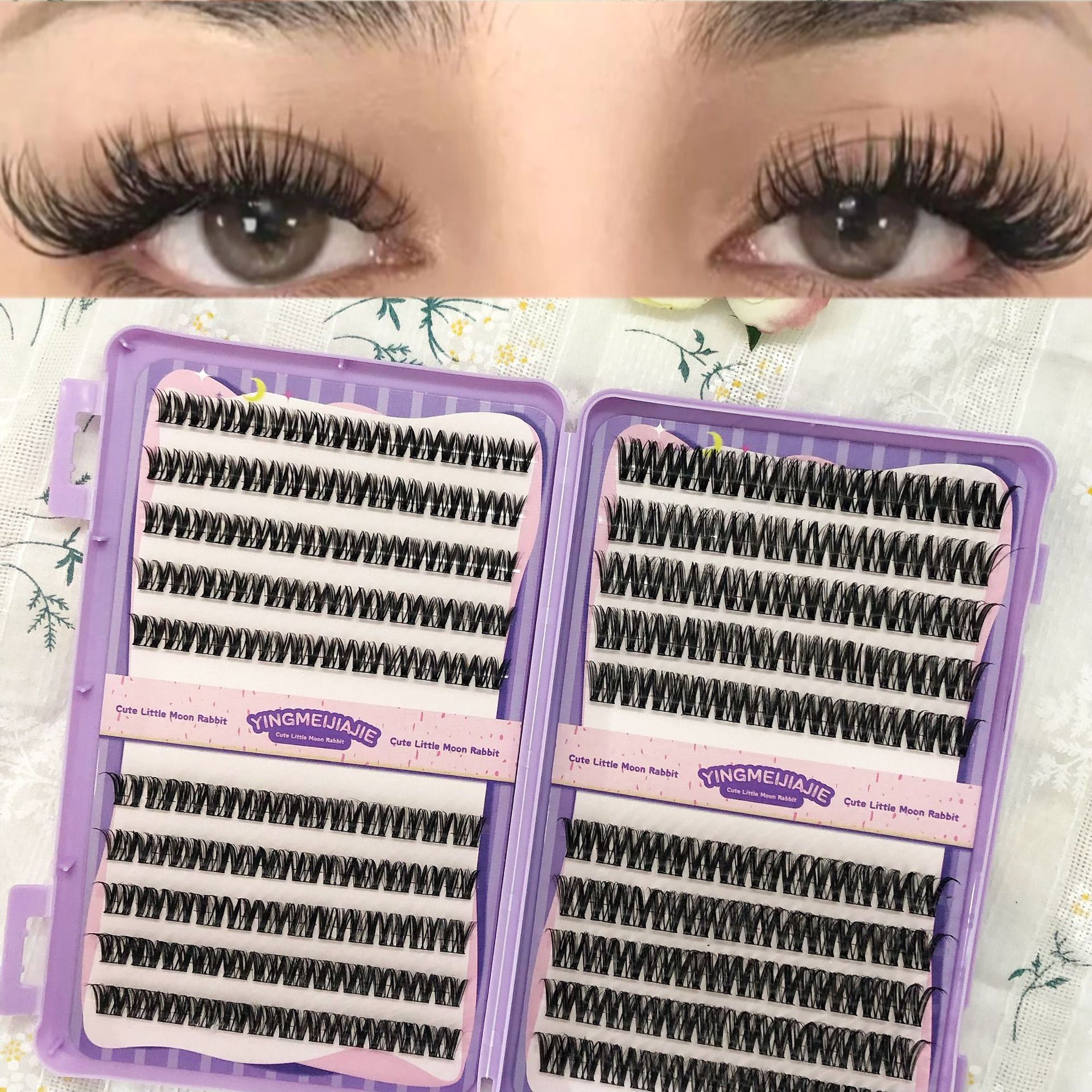 Las pestañas falsas transfronterizas, pestañas de gran volumen, pestañas negras finas, pestañas segmentadas ligeras, pestañas falsas sin pegamento, pestañas falsas Amazon.