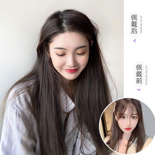 Manufacturer wholesale wig pieces for women, one-piece, three-piece set, long straight hair pads to increase hair volume, fluffy hair extensions, patches