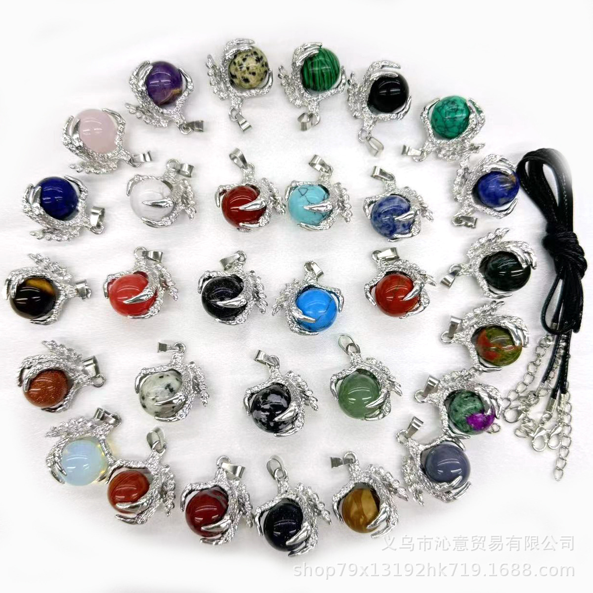 Factory direct European and American trend personalized natural stone ins style personalized silver plating eagle claw bead pendant