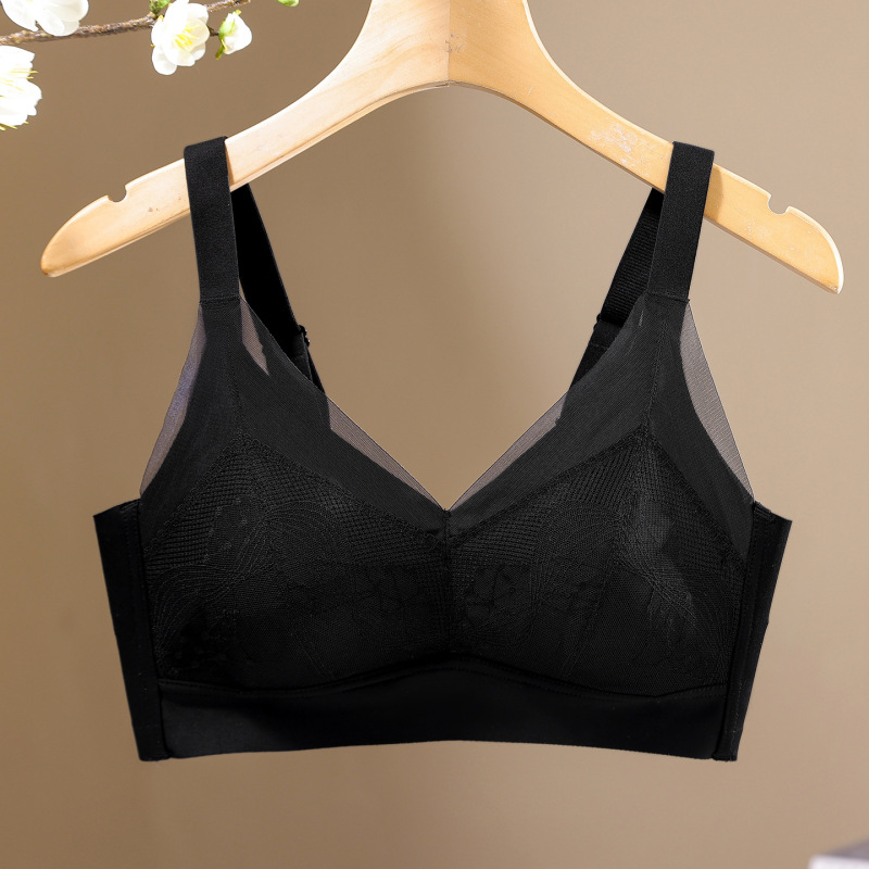 2025新品10A抗菌蚕丝乳胶养护内衣舒适轻薄大胸显小聚拢大码文胸|undefined