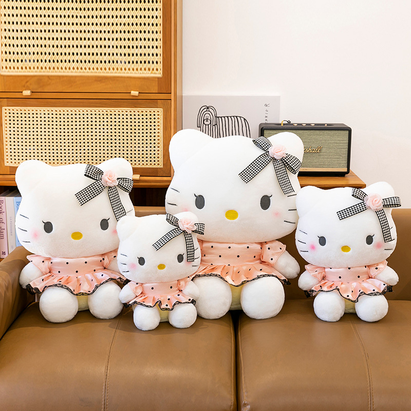 可爱波点裙KT猫毛绒玩具公仔玩偶香香淑女凯帝猫娃娃抱枕女孩礼物