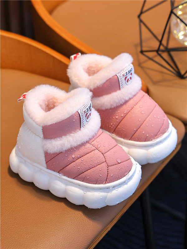 Children's Winter Cotton Slippers Fleece-Lined Thickeneded Waterproof Anti-Ski Boots for Boys and Girls to Wear Outside Baby Home Cotton Shoes