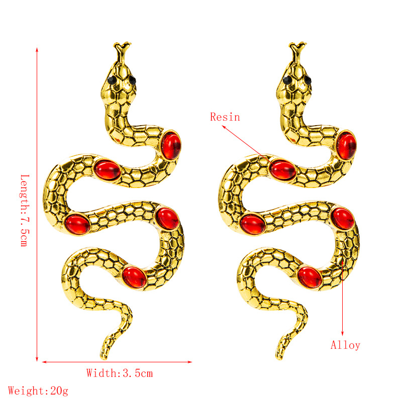 Boucles D&#39;oreilles Incrustées De Pierres Précieuses En Forme De Serpent En Métal De Style Punk display picture 1