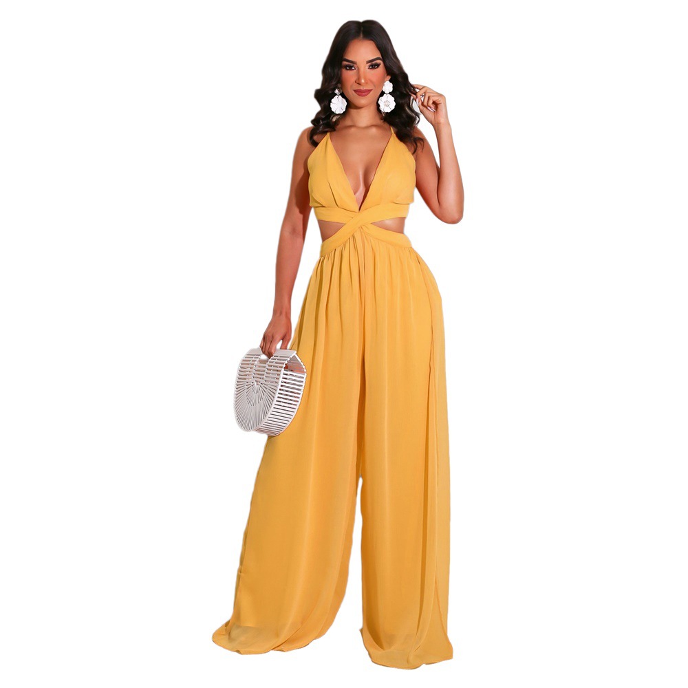 Solid Color Casual Loose Chiffon Women's Jumpsuit