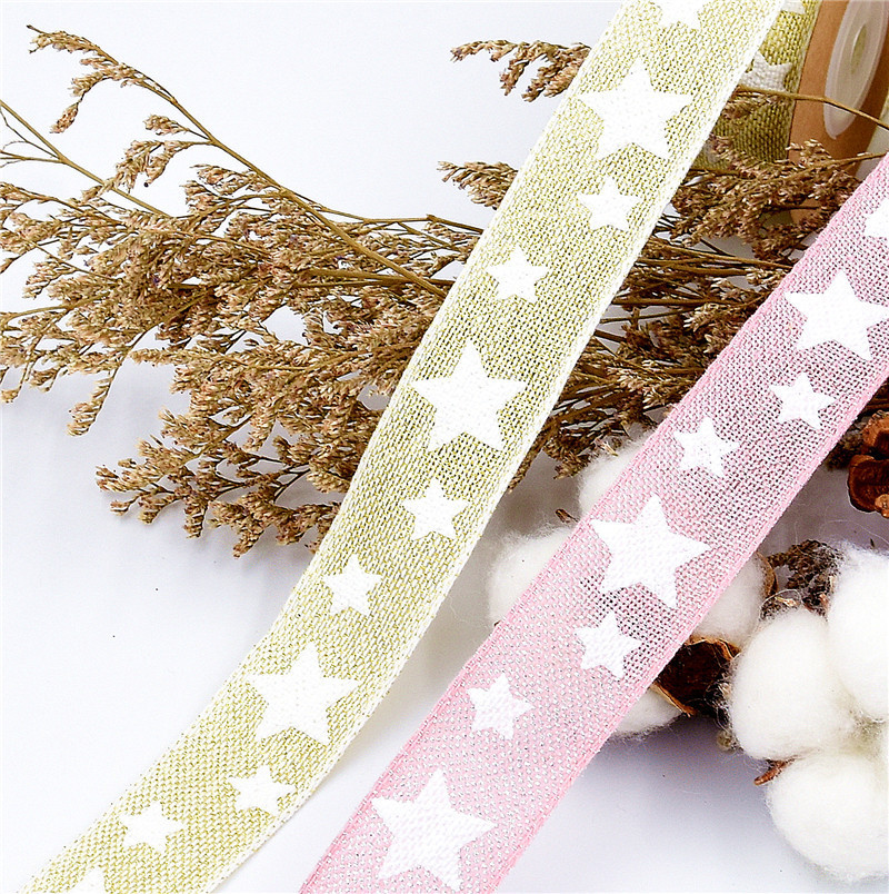 Transfronteriza Navidad nueva cinta de algodón impresa árbol de Navidad decoración regalo embalaje cinturón dos lados Alambre de hierro 5 yardas en stock