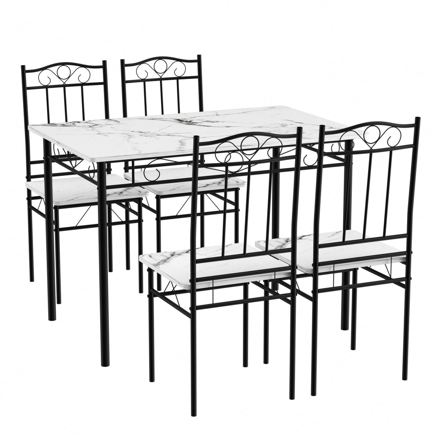 Mesa y silla de comedor de mármol blanco transfronterizo, muebles caseros, cocina simple, sala de estar, mesa y silla
