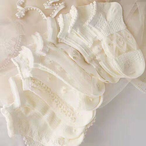 White summer socks for women ins fashion versatile socks summer thin lolita cute Japanese jk boat socks for women
