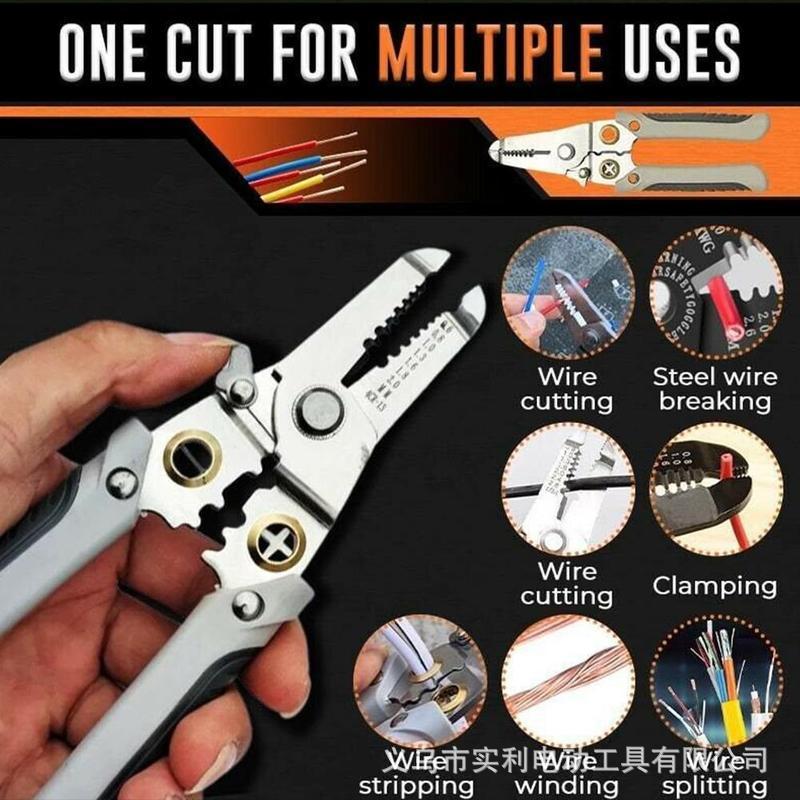 跨境专供 不锈钢电工钳剥线 多功能剥线钳绕线压线分线剪钳