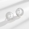Advanced zirconium, earrings from pearl, European style, suitable for import, high-end, diamond encrusted, light luxury style