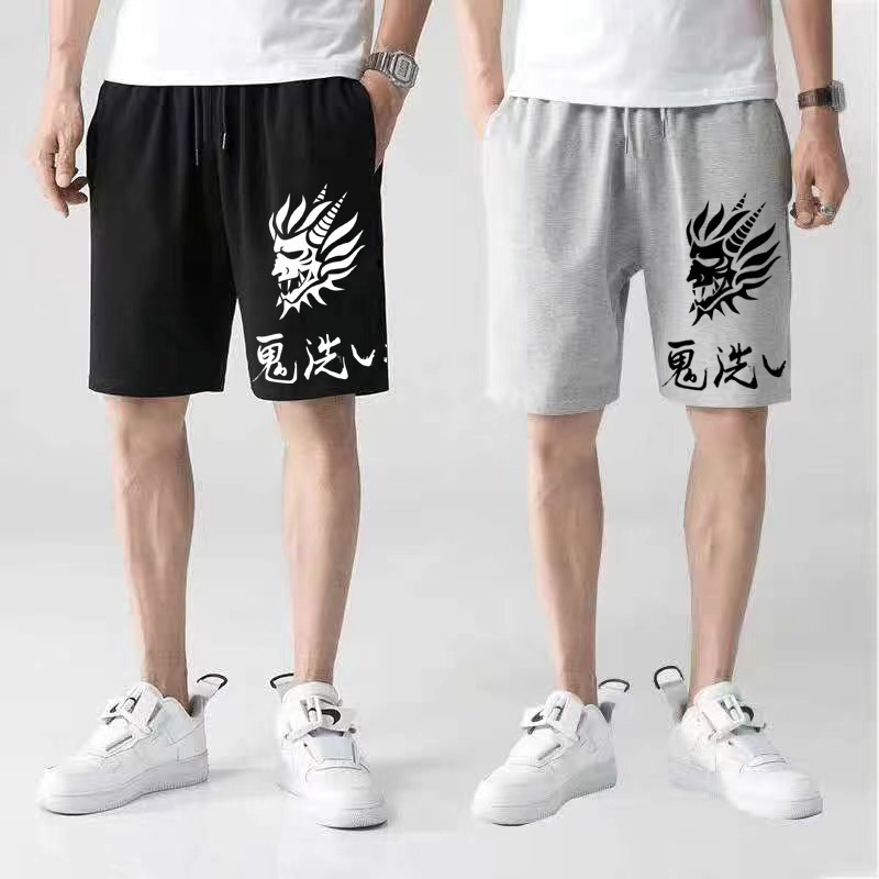 Trendy Heavyweight Men's Summer Cotton Shorts Loose Straight Sweatpants Trendy Brand Mid-Length Sports Casual Shorts