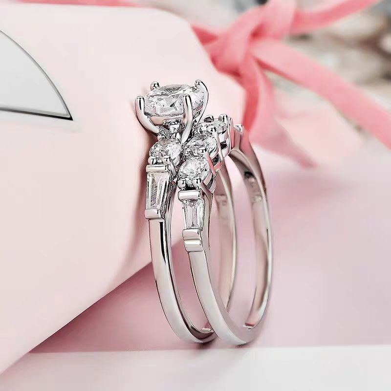 Zircon Inlay Material Rings Classification Simple Style Shiny Geometric Alloy Inlay Zircon Unisex Rings