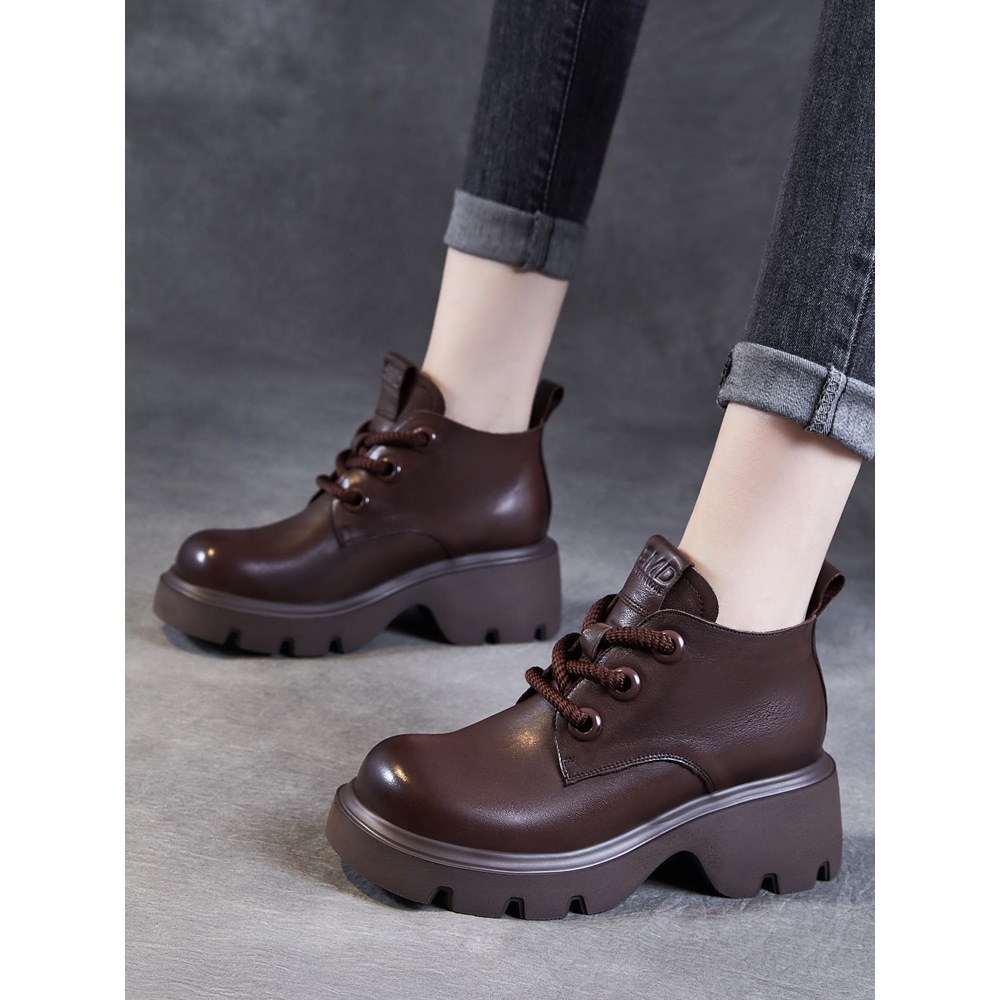 真皮马丁靴女2025年春季新款短靴女款单靴英伦风加绒厚底增高靴子