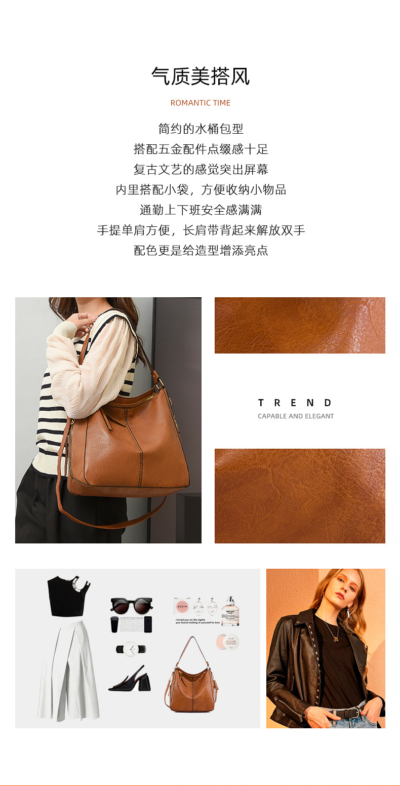 Cross-border women's bags 2023 New style single-shoulder bag, simple crossbody wandering bag, Korean-style handbag, women's tote large bag Item Picture