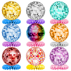 国境を越えたディスコボールテーマのハニカム装飾discoハニカム誕生日パーティーのデスクトップ立体装飾