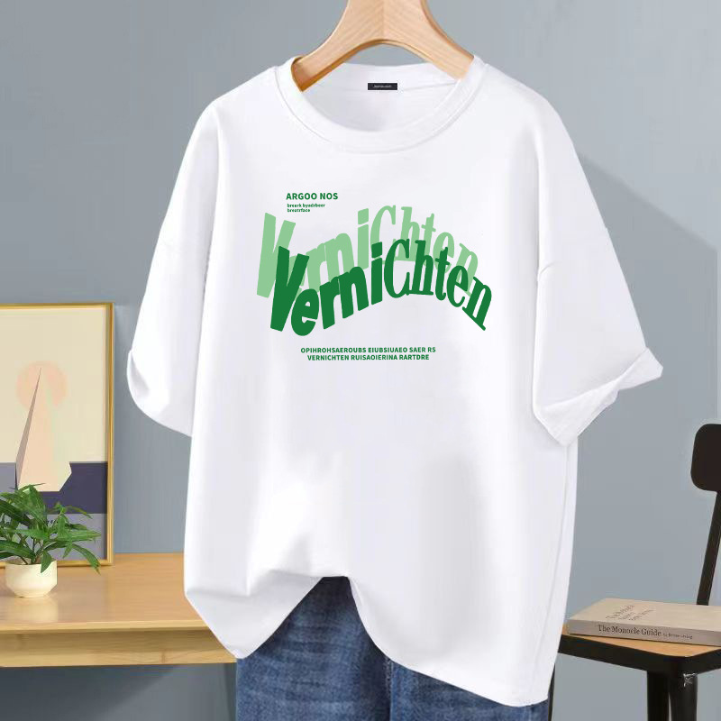 Camiseta de seda helada Hong Kong vientos de diseño letra impresa de cuello redondo camiseta de manga corta para hombres moda versátil hombre casual image 12