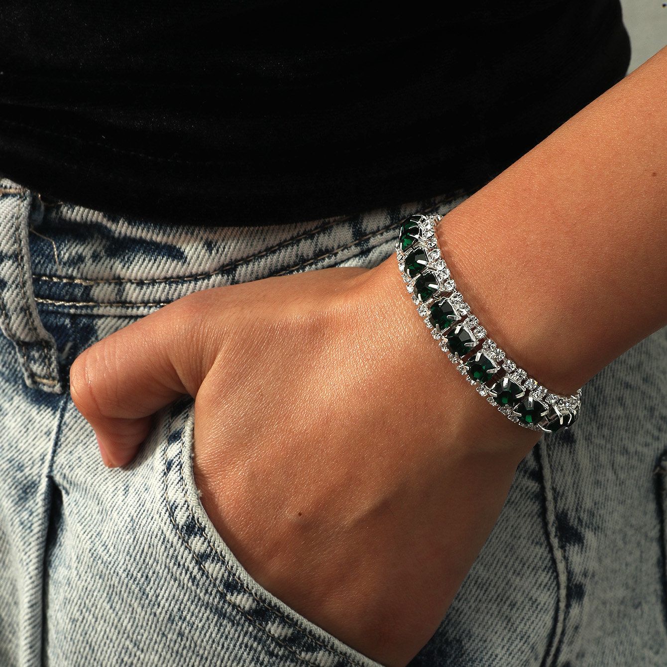 新款时尚水钻手链女 新娘满钻手链 婚礼服装 婚纱配饰品 一件代发