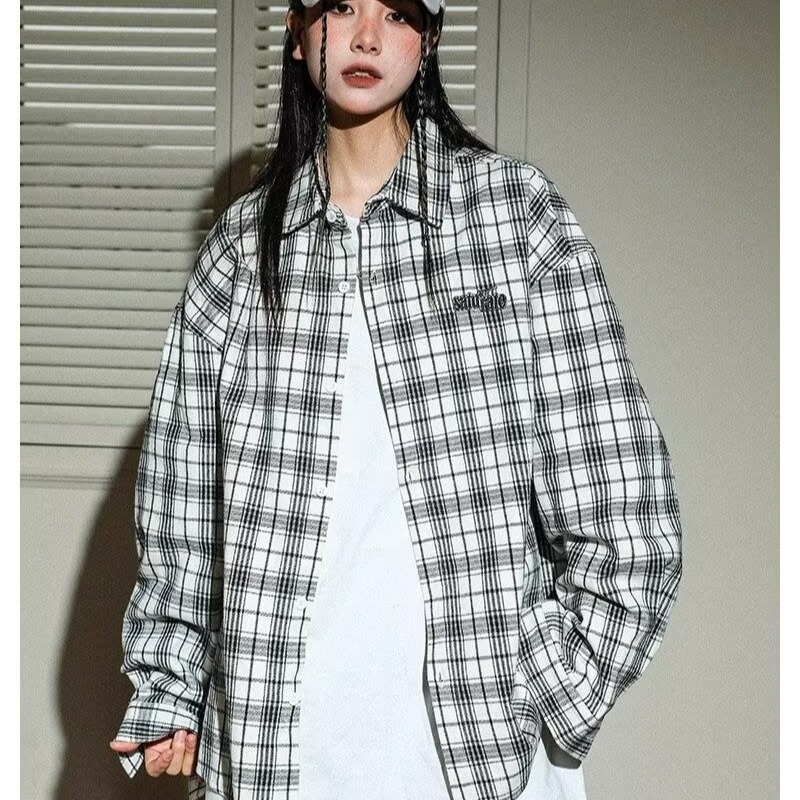 일본 복고풍 격자 무늬 긴팔 셔츠 남성 2024 가을 새로운 유행 느슨하고 다양한 캐주얼 셔츠 재킷