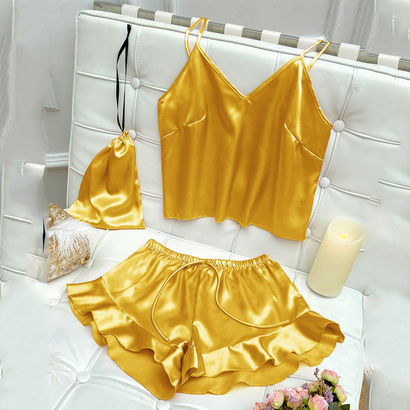 Women's Simple Style Solid Color Imitated Silk Polyester Shorts Sets display picture 2