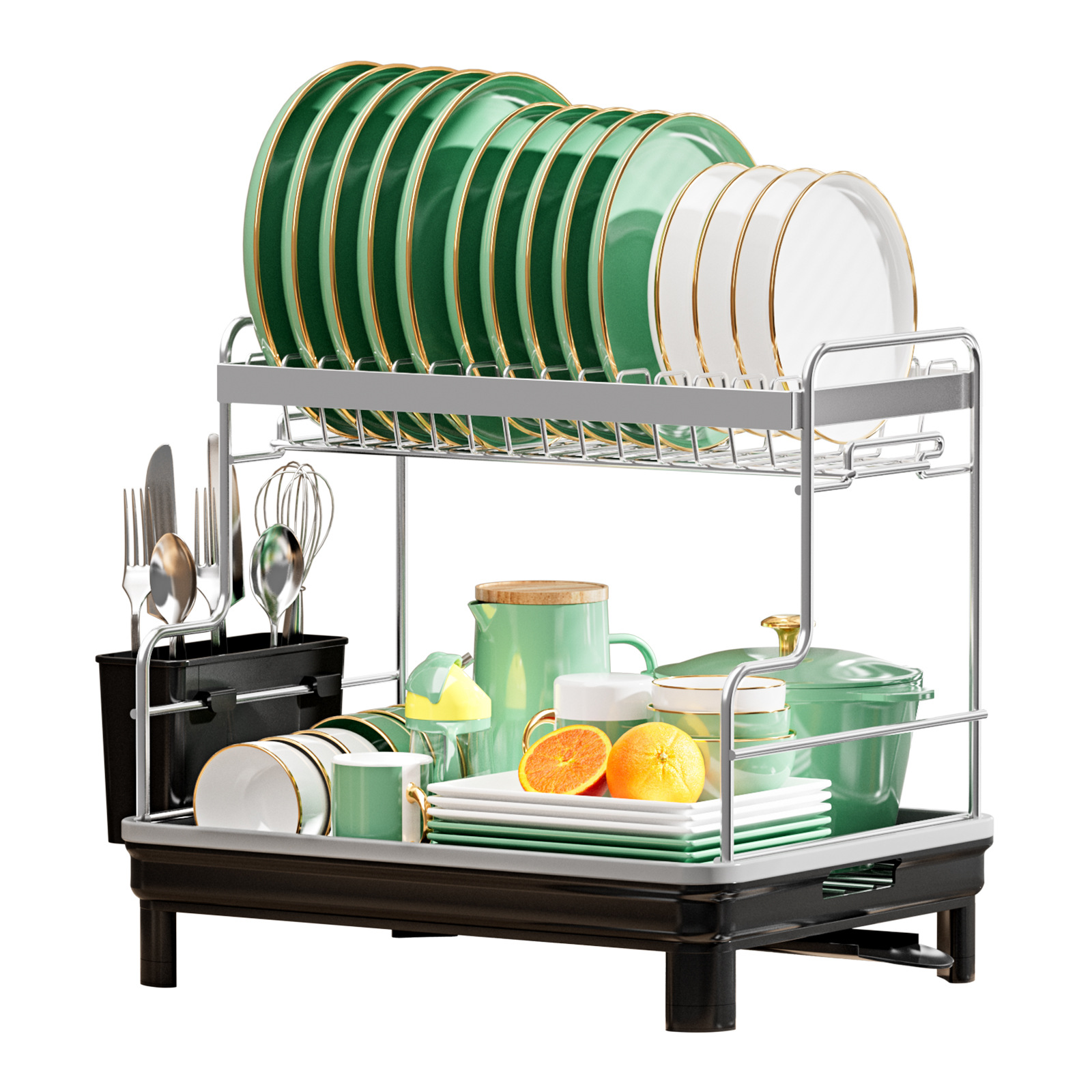 Kichen Späicherregal Schossel- a Geschirrspüler Oflafregal einfachen Haushaltsdësch multifunktionellt Schosselregal Schossel- a Stäbchen Messerspäicher_voghion.com