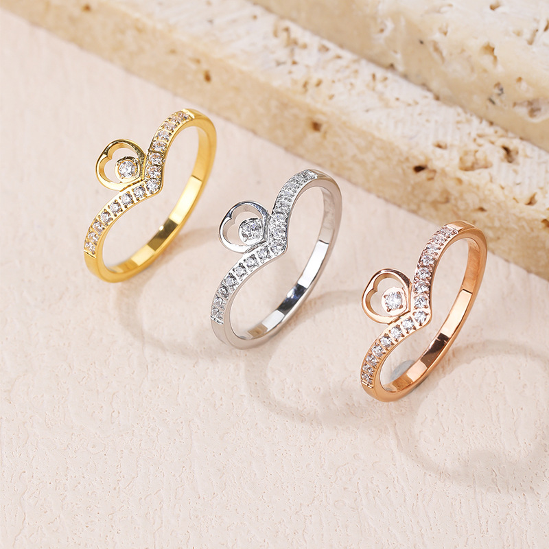 Wedding, Daily Occasion Titanium Steel Material Casual U Shape Titanium Steel Artificial Gemstones Rings In Bulk