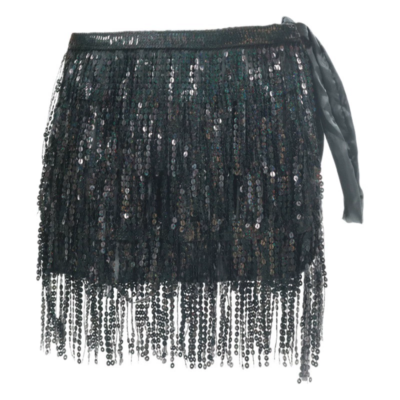 Танцевальное платье для танца живота юбка короткая юбка Карнавальная цепочка с кисточками и блестками для танцев расширенная версия плюс размер Сексуальная